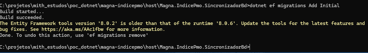 EF Core Initial Migration