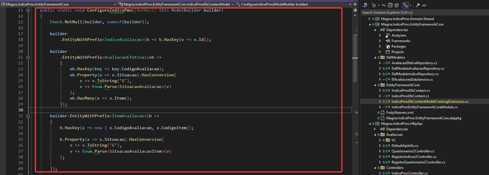 Mapeamento de entidades no DbContext