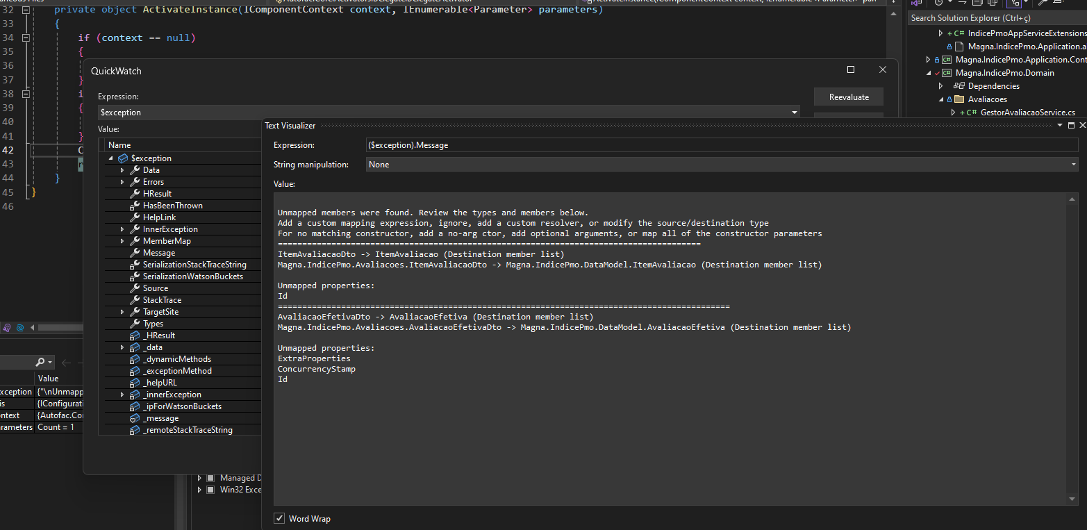 Debug - Error AutoMapper