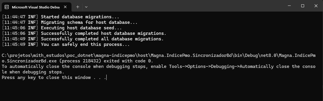 Primeira execução sincronizador