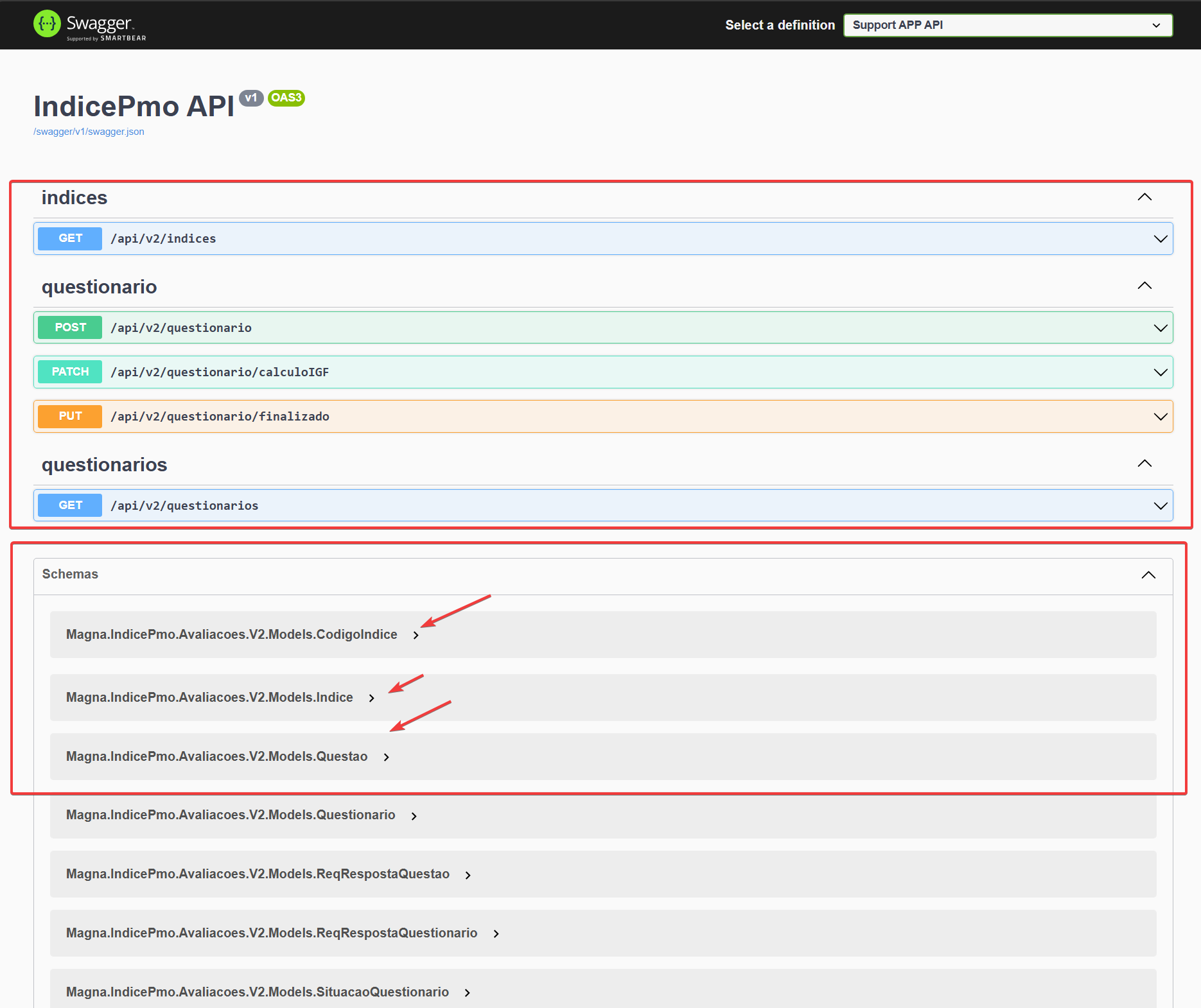 swagger 1a Versão do Contrato